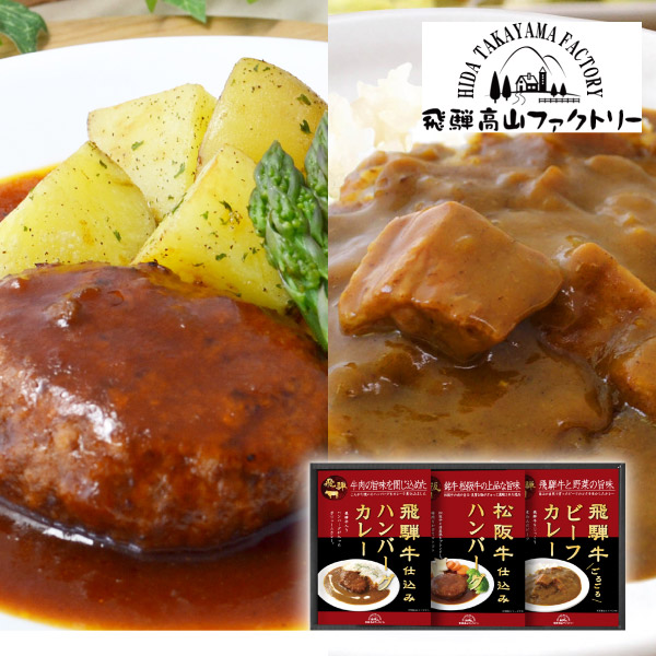 飛騨高山ファクトリー　松阪牛・飛騨牛仕込み　ハンバーグ＆カレー詰合せ