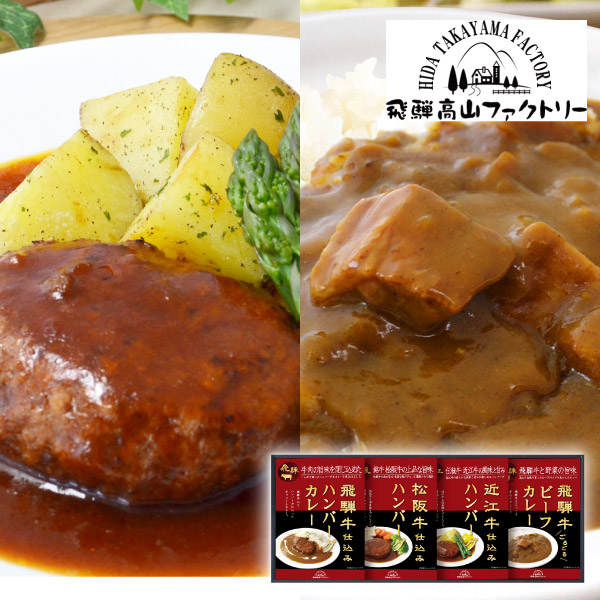 飛騨高山ファクトリー　松阪牛・近江牛・飛騨牛仕込み　ハンバーグ＆カレー詰合せA