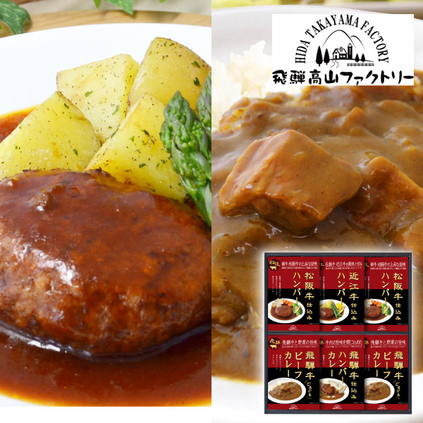 飛騨高山ファクトリー　松阪牛・近江牛・飛騨牛仕込み　ハンバーグ＆カレー詰合せC