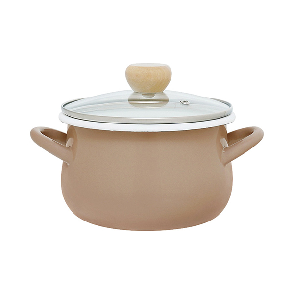 ストクック IH対応ホーロークッキングポット18cm（ブラウン）