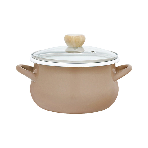 ストクック IH対応ホーロークッキングポット20cm（ブラウン）