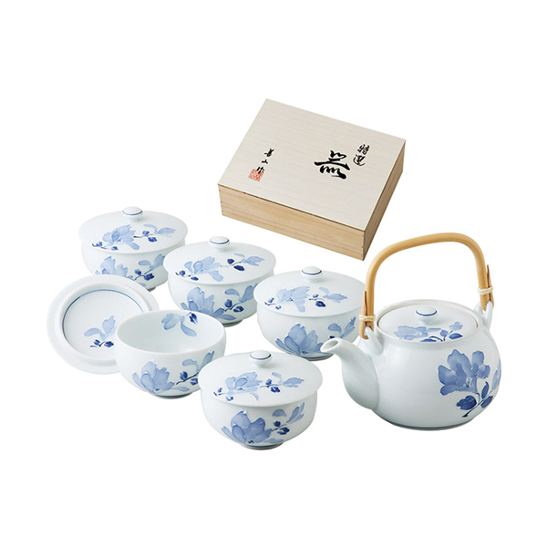 波佐見焼 辻が花 蓋付茶器揃