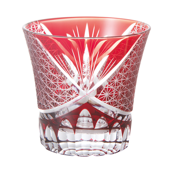 吉兆切子フリーグラス1P（銅赤）