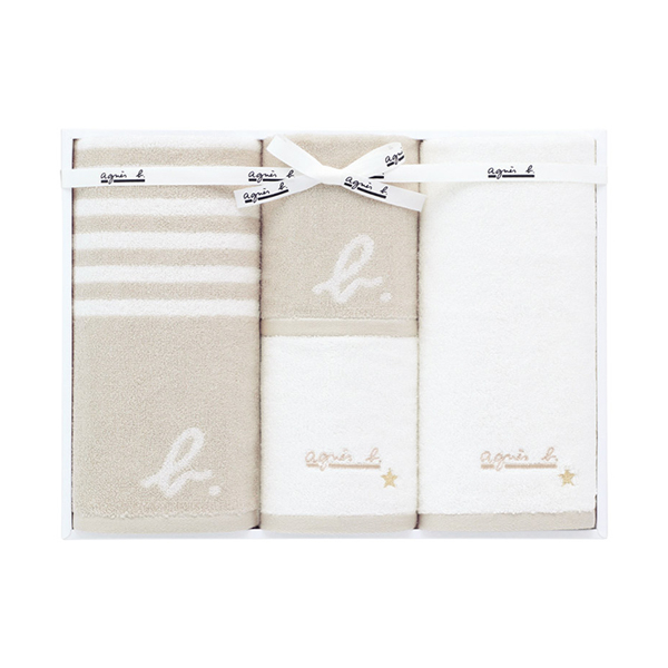 アニエスベー abマリニエール フェイス2P・ゲストタオル2P（ベージュ）