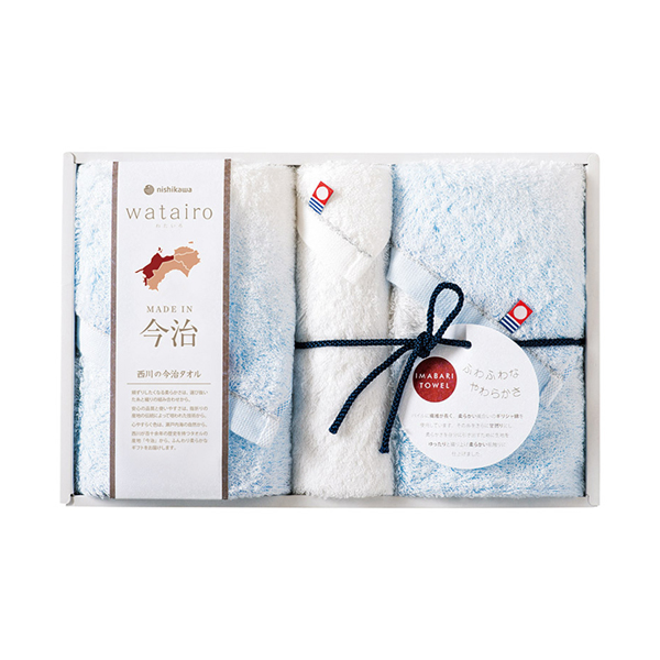 今治 わたいろ タオルギフト フェイス2P・ウォッシュタオル1P（ブルー）
