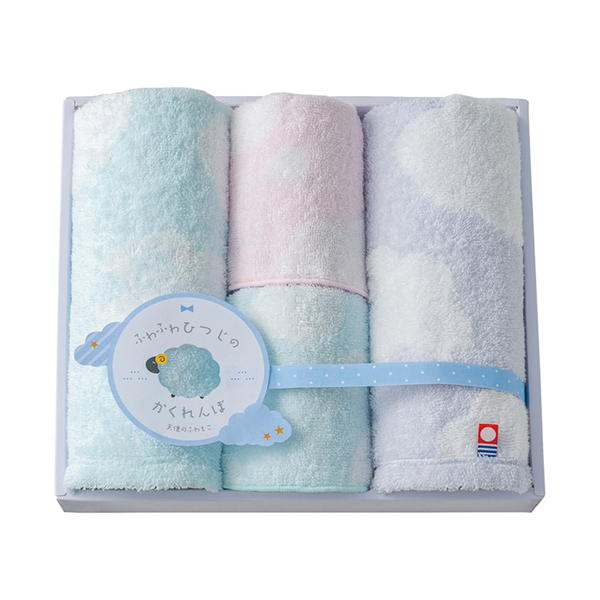 天使のふわもこ ふわふわひつじのかくれんぼ ウォッシュ2P・タオルハンカチ2P