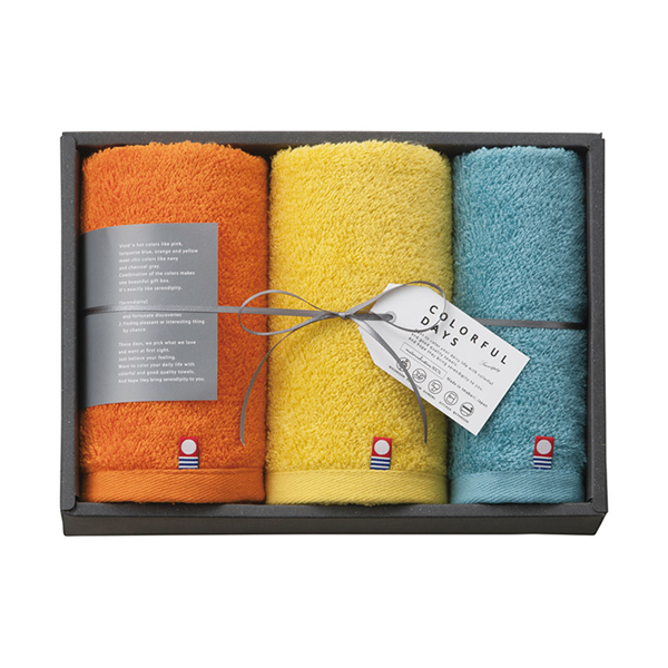 カラフルデイズ フェイス2P・ハンドタオル1P（オレンジ）