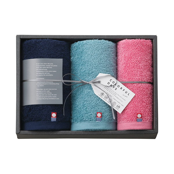 カラフルデイズ フェイス2P･ハンドタオル1P（ピンク）