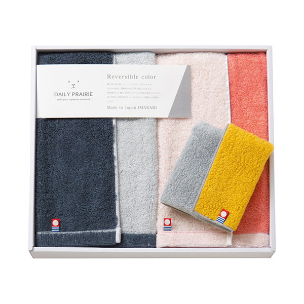 DAILYPRAIRIE リバーシブル フェイスタオル2P･タオルハンカチ1P
