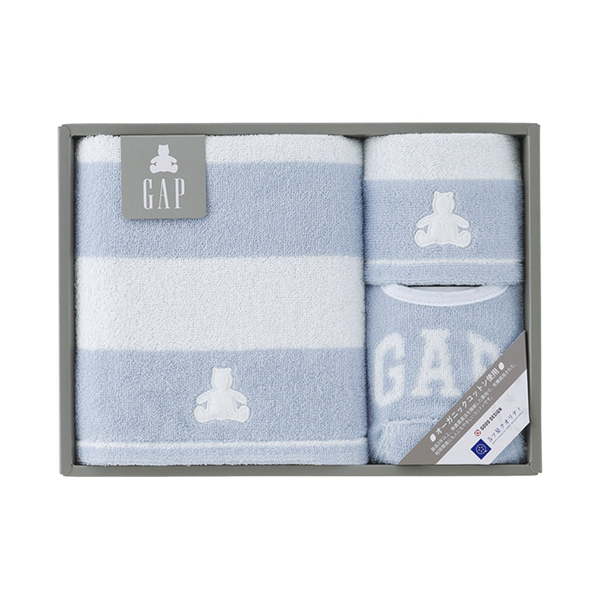 baby GAP ボーダーベア バス1P・ウォッシュタオル1P・スタイ1P（ブルー）