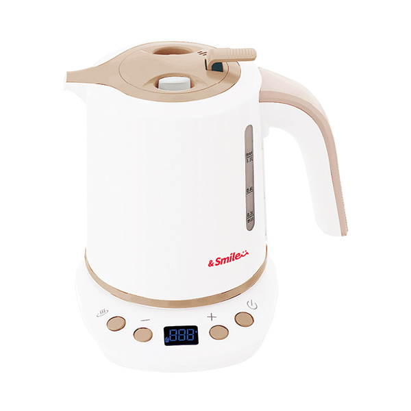 &smile 倒れてもこぼれにくい温度調整電気ケトル1l