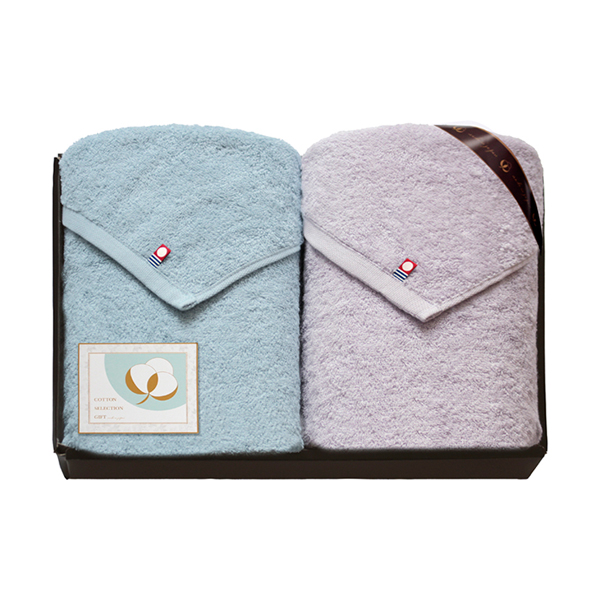 今治 コットンセレクション ミニバスタオル2P（ブルーグレー×パープル）