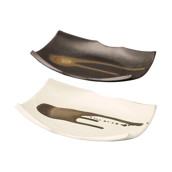 金彩流し 長角皿L2枚組