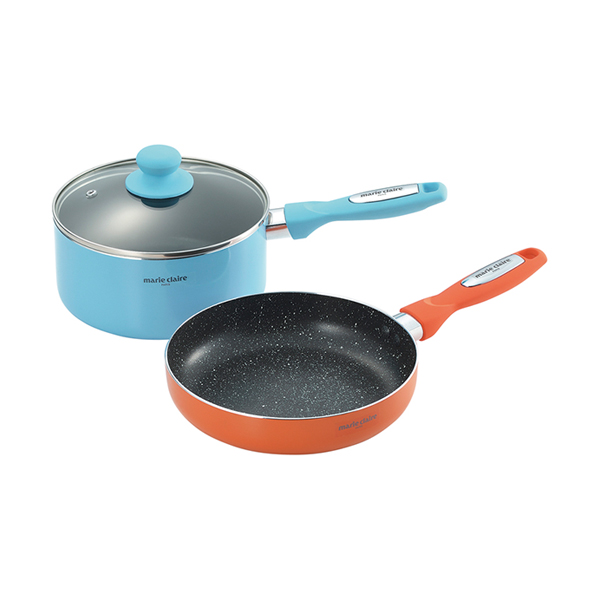 マリ・クレール カラーズ アルミ片手鍋18cm&フライパン20cm