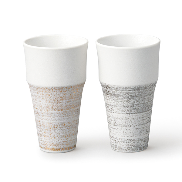 金銀刷毛目 ペアカップ