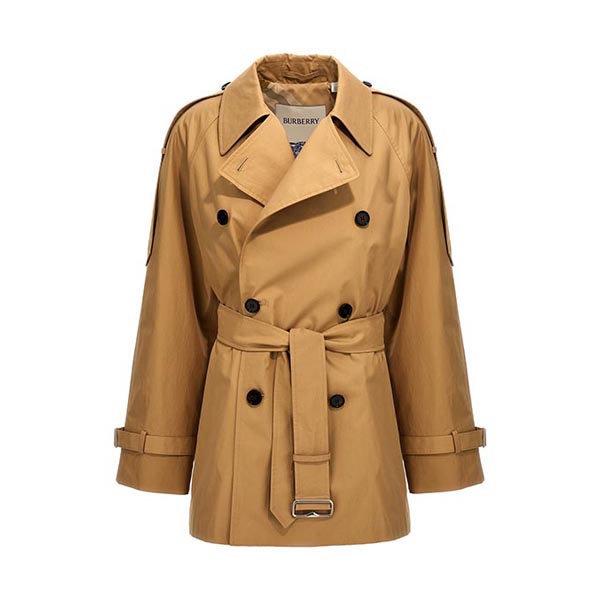 Double-breasted short trench coat Coats, trench coats