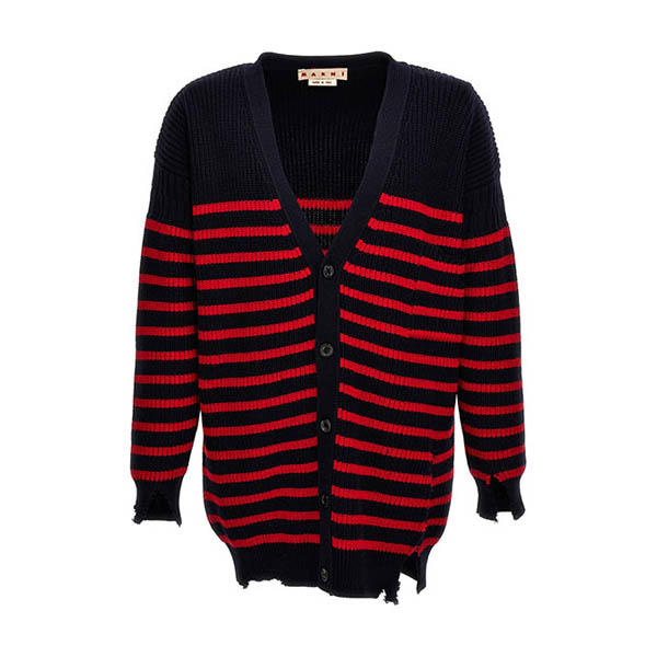 Destroyed effect striped cardigan Sweater, cardigans