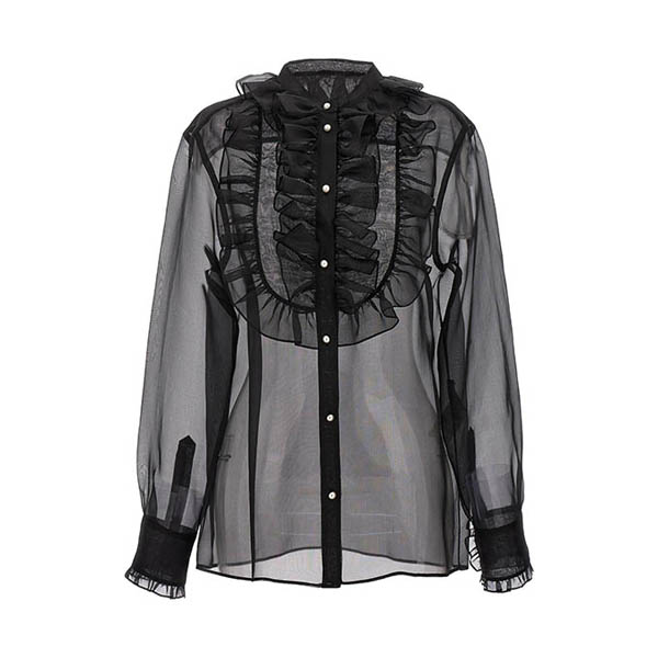 Plastron and ruffle shirt Shirt, blouse