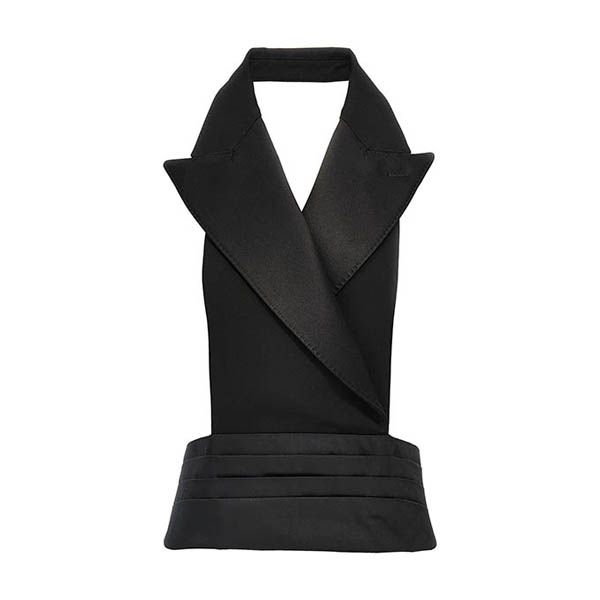 Double-breasted bare back vest Gilet