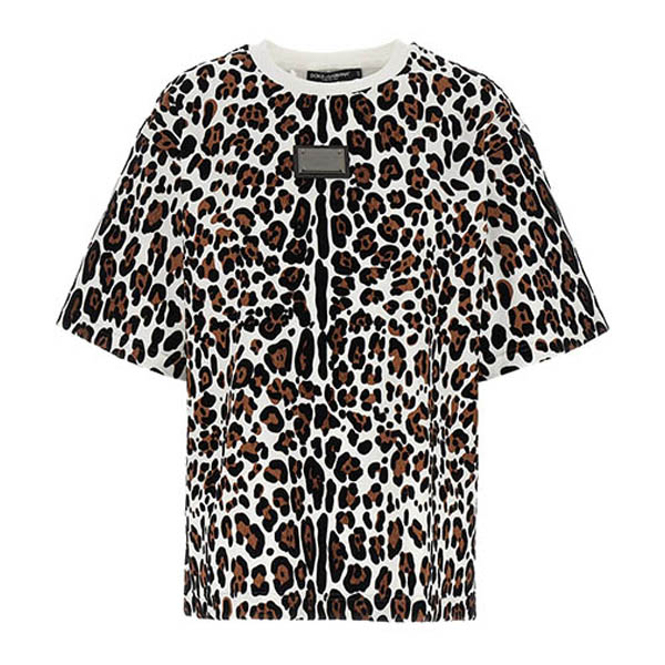 Animal print logo plaque T-shirt T-shirt