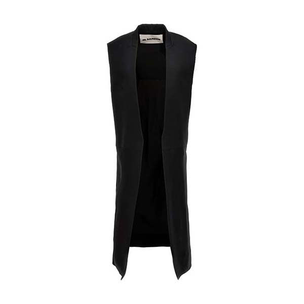 Two-material long vest Gilet