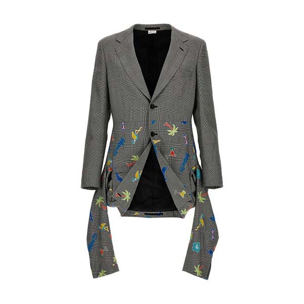 Embroidery check single-breasted blazer Blazer