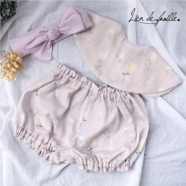 【Lien de famille】花言葉　スタイ・ブルマ・リブヘアバンド3点セット(くすみピンク)