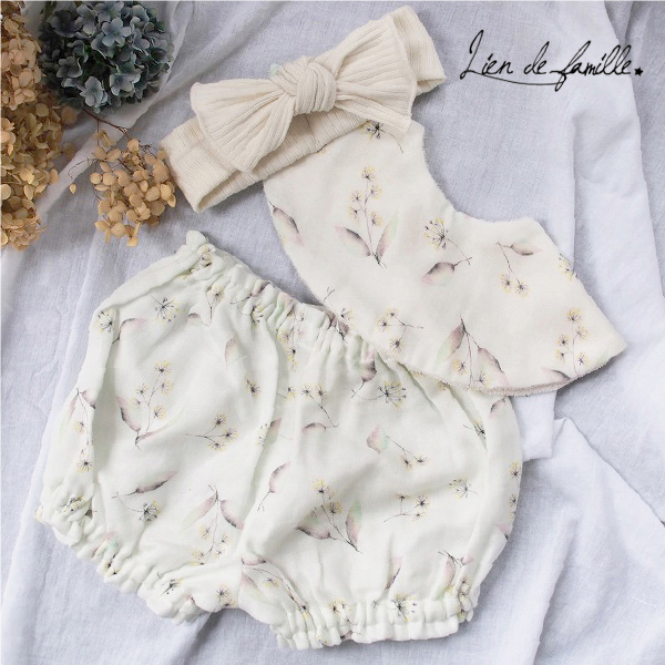 【Lien de famille】花言葉　スタイ・ブルマ・リブヘアバンド3点セット(アイボリー)