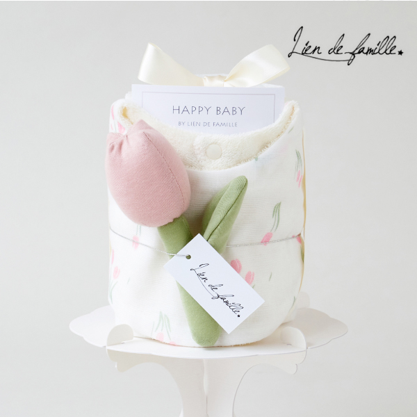 【Lien de famille】チューリップラトルのミニおむつケーキ