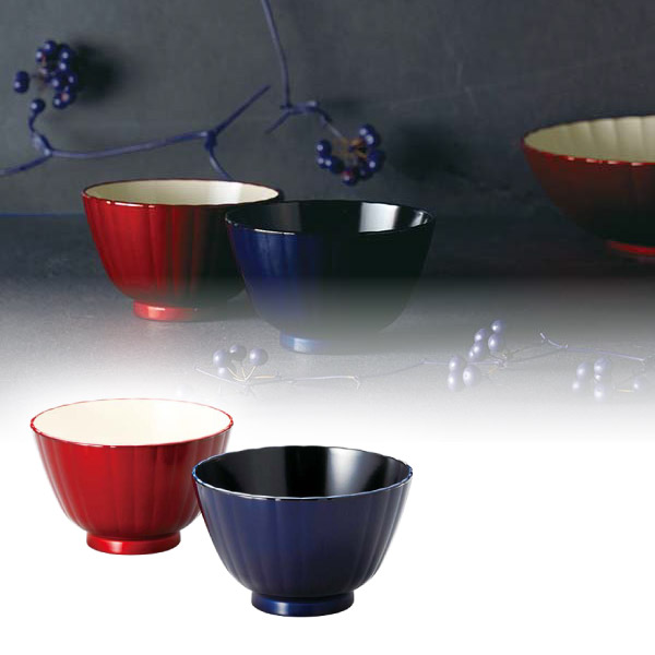 越前塗 フレアマルチボウルペアS 真紅･瑠璃