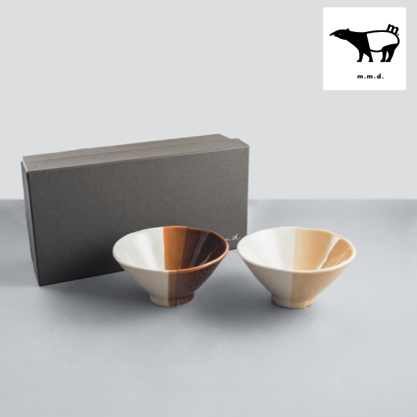 m.m.d. てのひら茶碗2個セット 黄彩＋アメ