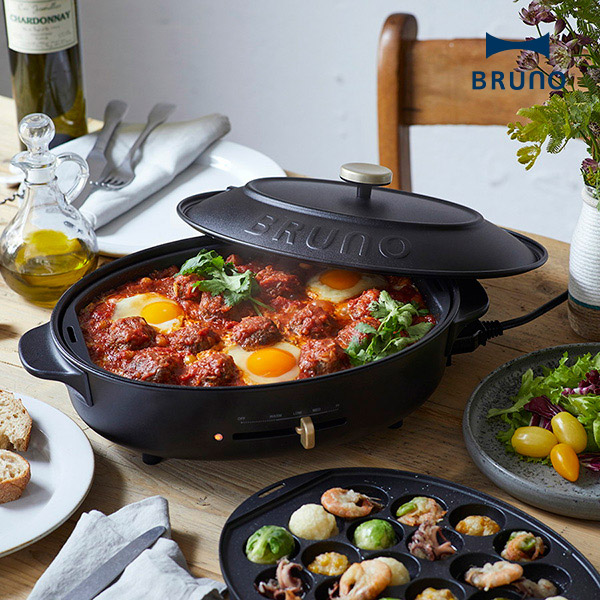 【送料無料】ブルーノ オーバルホットプレート ブラック