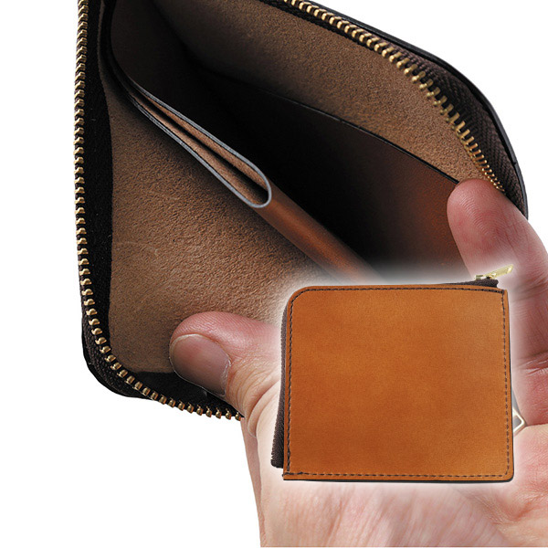 たつのレザー 牛革Lジップミニ財布