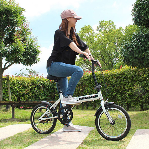 16型折り畳み自転車 ハマー ノーパンク ホワイト