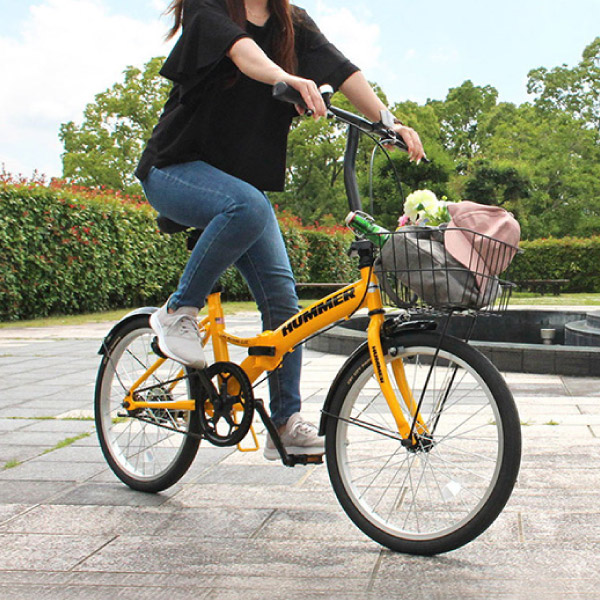 16型折り畳み自転車 ハマー ノーパンク イエロー