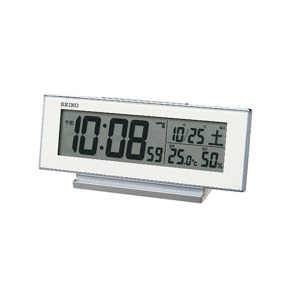 セイコー 電波デジタル時計 銀色メタリック