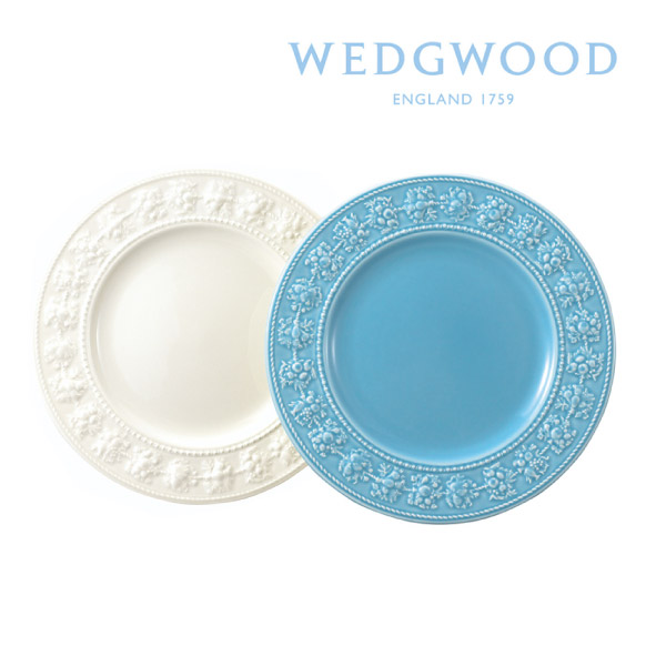 【Wedgwood】フェスティビティ アイボリー&ブルー ペア 27cm