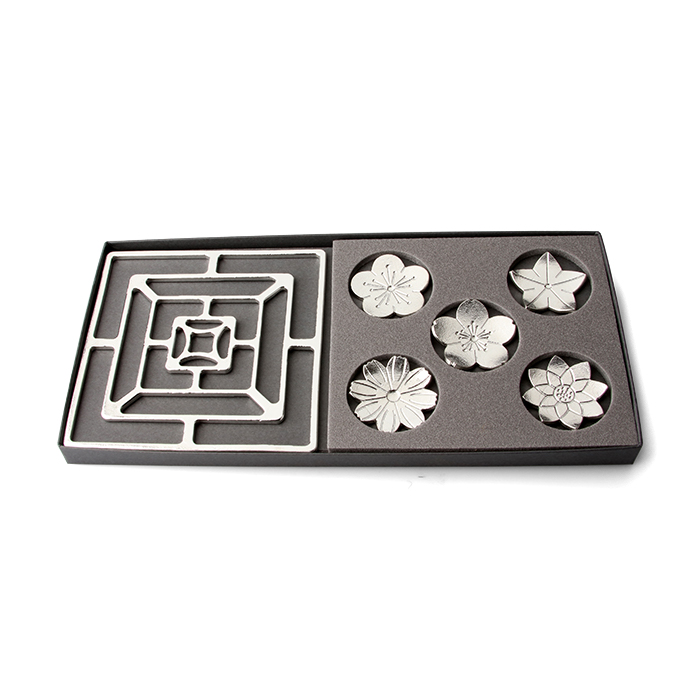 能作　KAGO - スクエア - S & 箸置き - 花ばな（5個）　ギフトセット