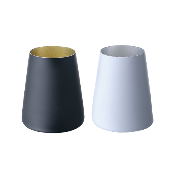 Stolzle（シュトルツル） パワー メタルカラー ペアータンブラー マットブラック/ゴールド&マットホワイト/シルバー