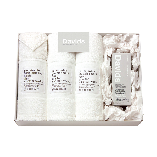 Davids〈チャコール〉 歯磨き粉とフェイスタオル3P・ハーフハンカチ1P
