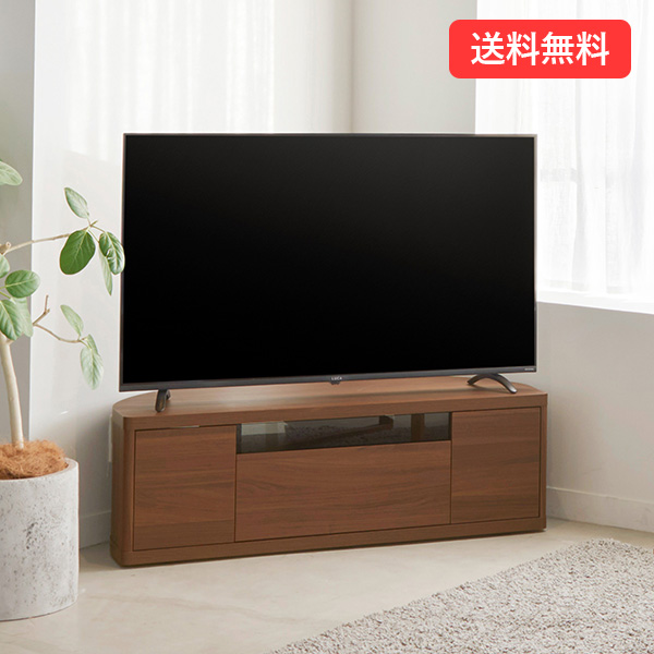【送料無料】角度自由自在 コーナーテレビ台 ブラウン 幅110cm