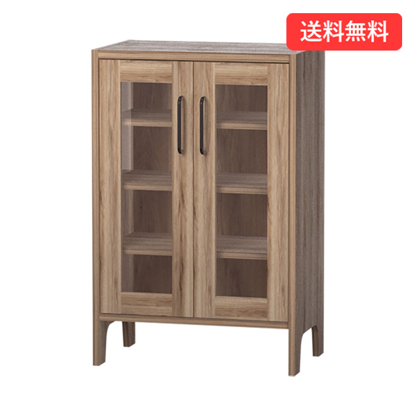 ライトビンテージ ガラス扉キャビネット