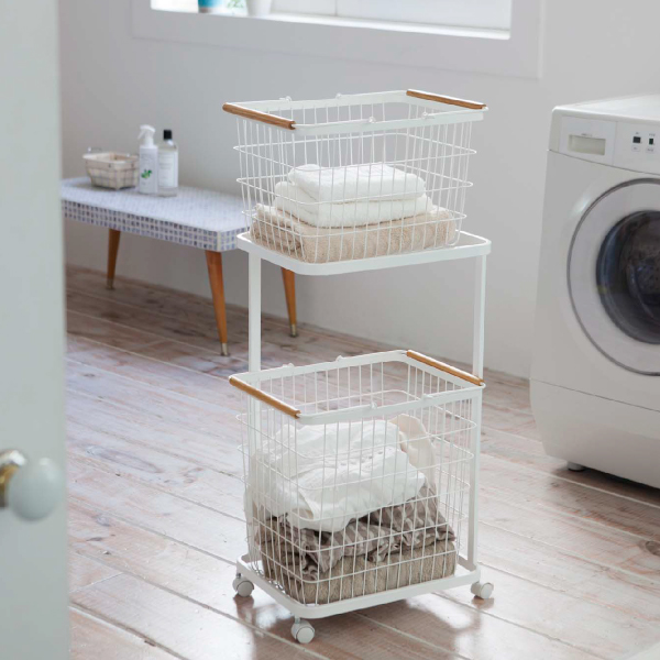 ランドリーワゴン＋バスケット トスカ ホワイト
